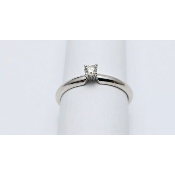 Unique 14K Solid White Gold Wedding Engagement Solitaire Round Cut Diamond Ring - Picture 8 of 16